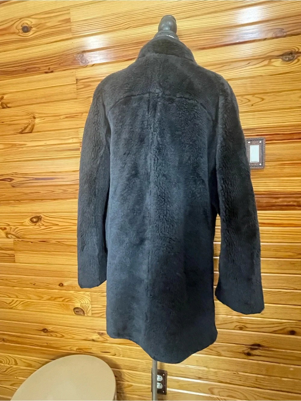 J. Crew Black Teddy Sherpa Jacket with Navy Satin Lining